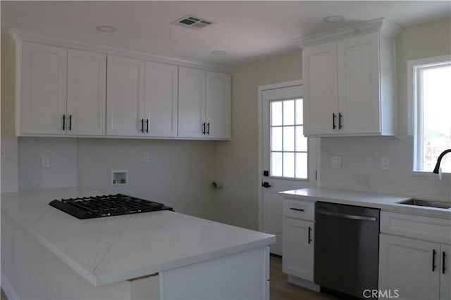 kitchen with dishwasher, visible vents, a wealth of natural light, and a sink