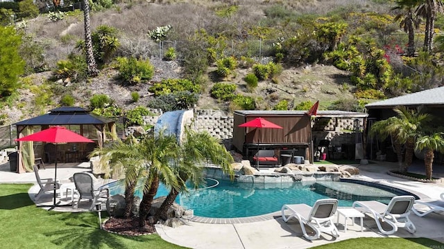 6756 Monte Verde Dr, San Diego, CA 92119 - pool with a patio area and a lawn