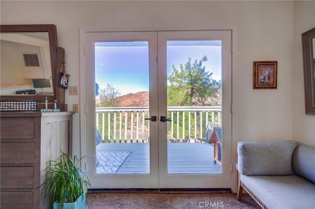 39100 Saddle Ridge Rd, Hemet, CA 92543 - entryway featuring french doors and visible vents