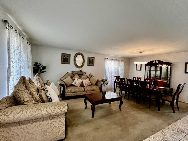 view of carpeted living area