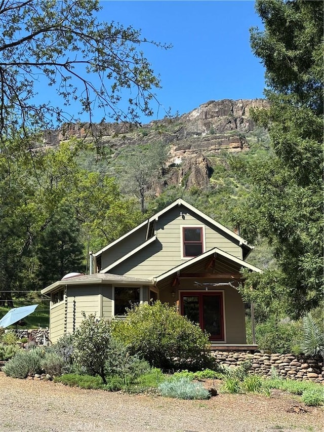 view of front of house with a mountain view