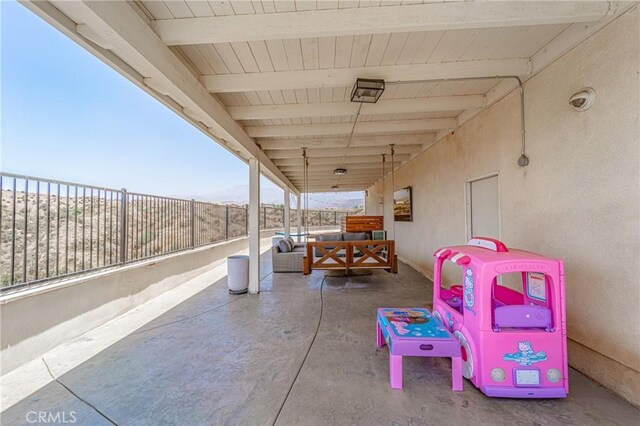 148 Mesquite Ct, Calimesa, CA 92320 - view of patio / terrace with a fenced backyard and outdoor lounge area