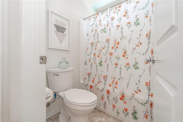 148 Mesquite Ct, Calimesa, CA 92320 - bathroom with a shower with shower curtain and tile patterned floors