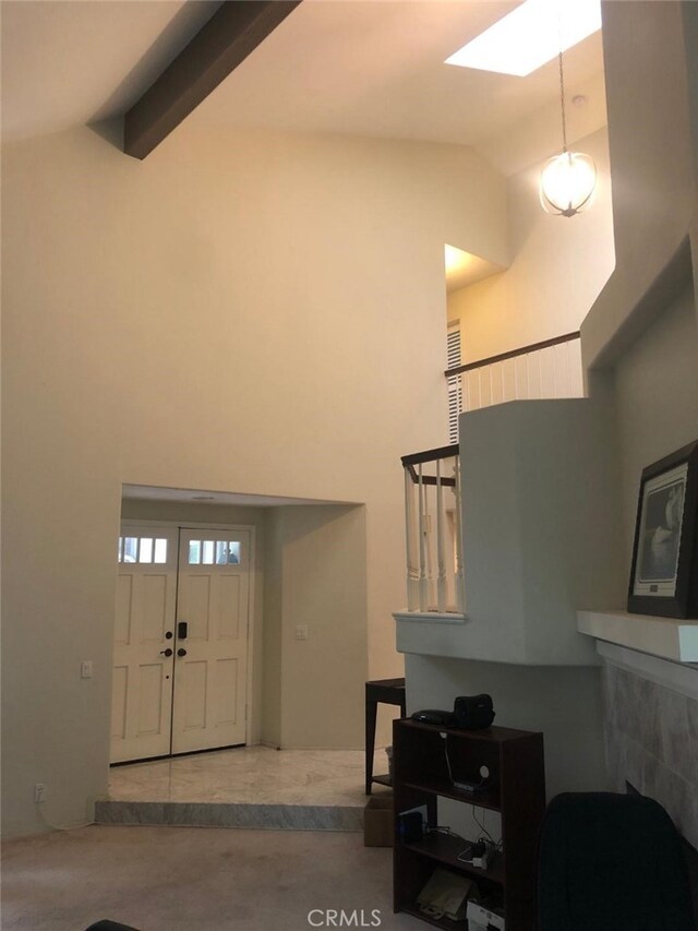 2 Wellesley Ct, Coto De Caza, CA 92679 - entrance foyer featuring high vaulted ceiling and a skylight