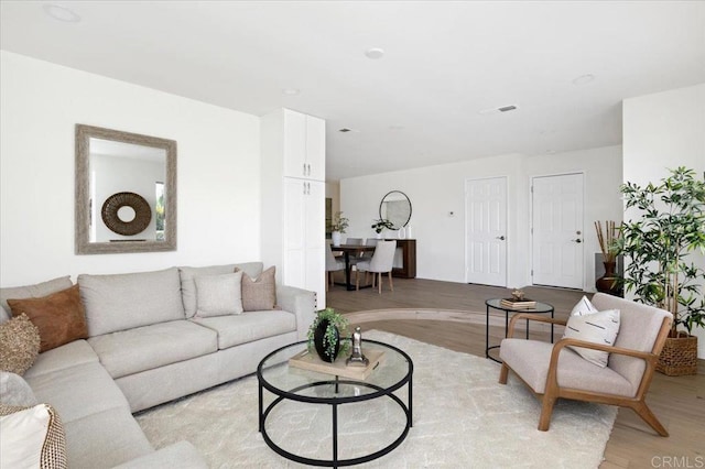 living room with light wood-style floors