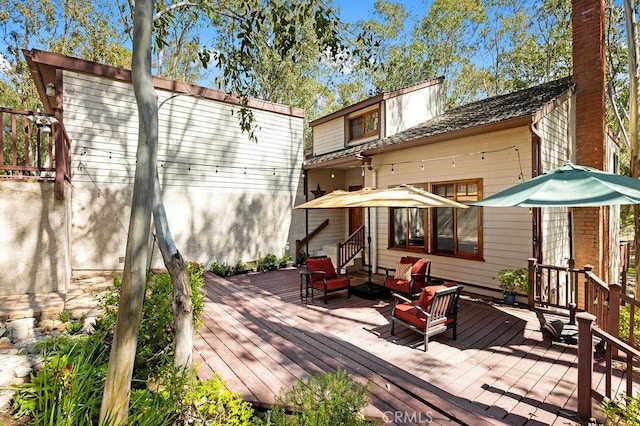 22316 Parkwood St, Lake Forest, CA 92630 - back of house featuring an outdoor living space, a deck, and a chimney