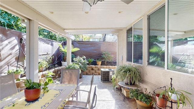 view of patio / terrace featuring outdoor dining area and central air condition unit