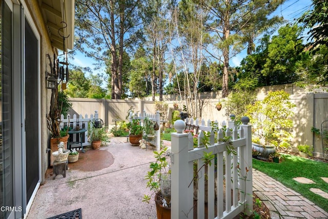 view of patio featuring a fenced backyard
