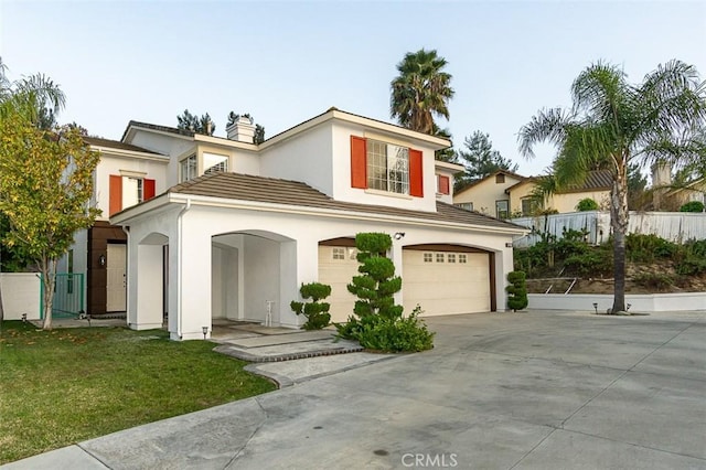 2768 Somerset Pl, Rowland Heights, CA 91748 - view of front of property with driveway, a tile roof, fence, an attached garage, and stucco siding