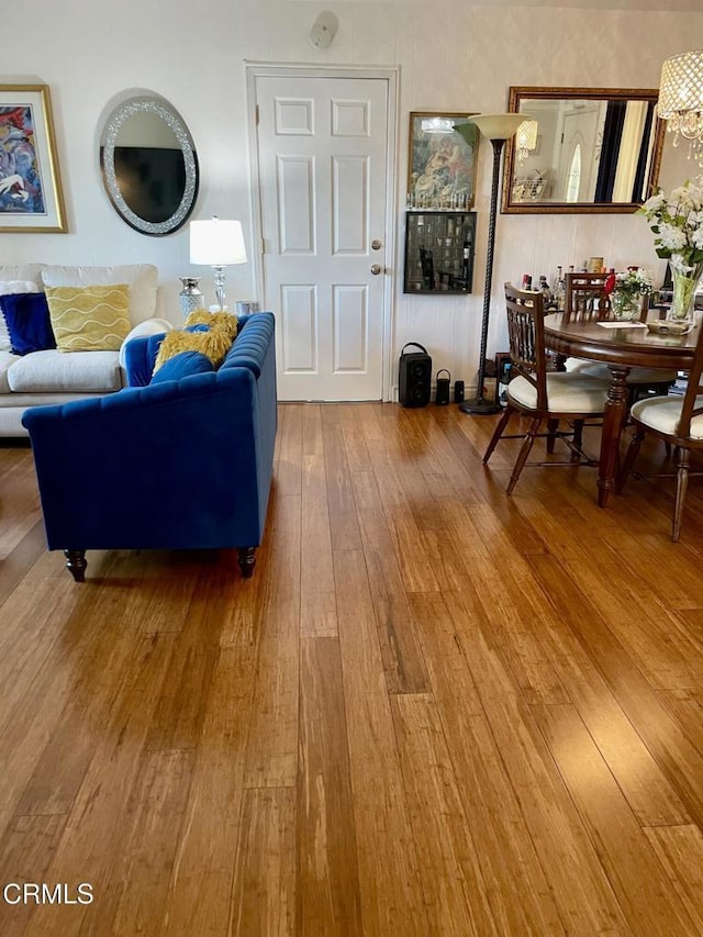 living area featuring hardwood / wood-style flooring