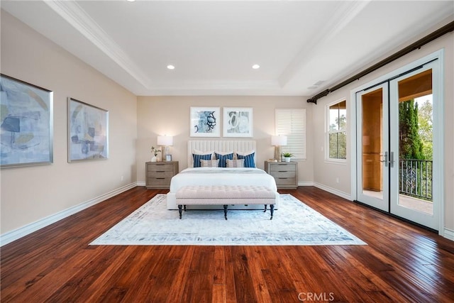 113 Tearose, Irvine, CA 92603 - bedroom featuring french doors, a raised ceiling, baseboards, and access to outside