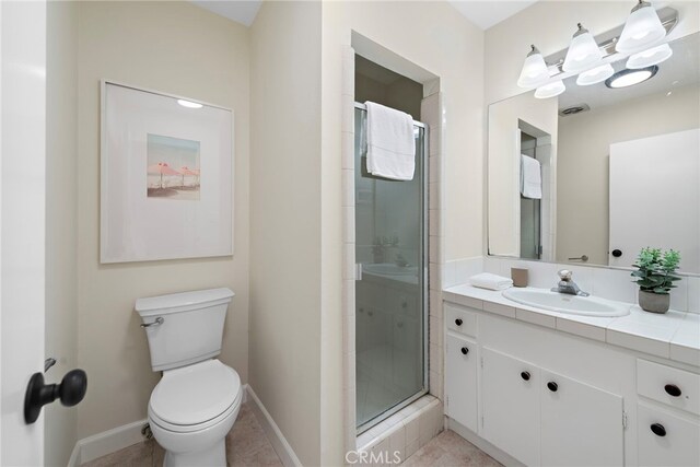 2120 Ocean Way, Laguna Beach, CA 92651 - full bathroom with visible vents, toilet, a stall shower, baseboards, and vanity
