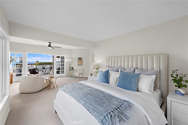 2120 Ocean Way, Laguna Beach, CA 92651 - carpeted bedroom with access to outside and a ceiling fan