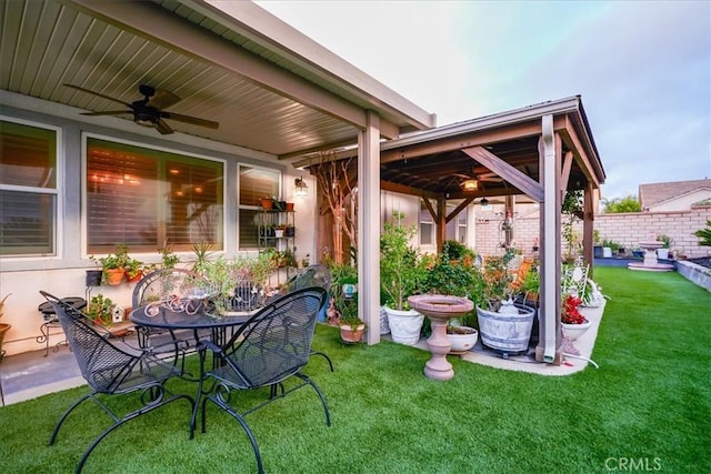 30459 Cowboy Ln, Menifee, CA 92584 - view of patio / terrace featuring a ceiling fan, a gazebo, and outdoor dining area