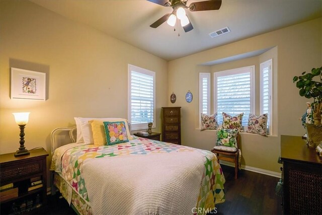 30459 Cowboy Ln, Menifee, CA 92584 - bedroom featuring baseboards, wood finished floors, and ceiling fan