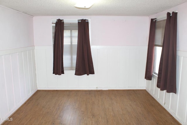 1173 Cliff Ave, Fillmore, CA 93015 - unfurnished room with wood finished floors, a textured ceiling, a wainscoted wall, and a decorative wall