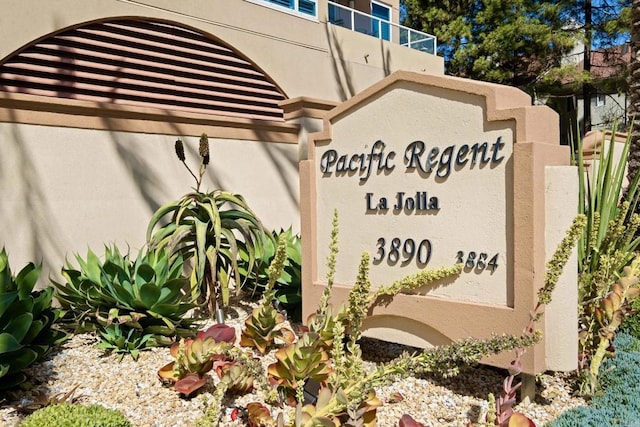 view of community sign