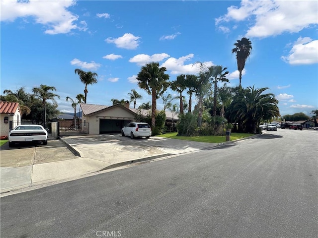 exterior space with sidewalks and curbs