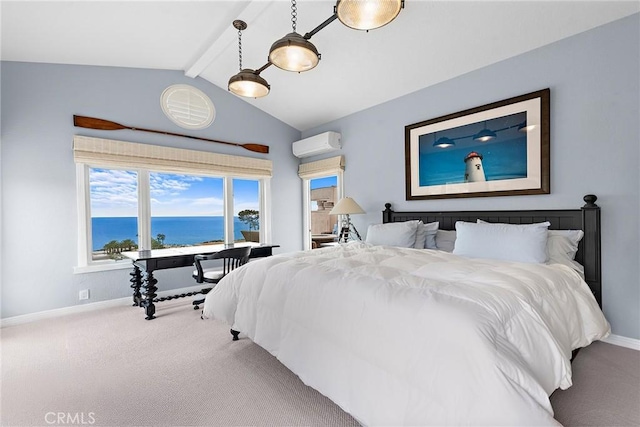 21732 Wesley Dr Unit 6, Laguna Beach, CA 92651 - bedroom with a wall mounted air conditioner, carpet flooring, and baseboards