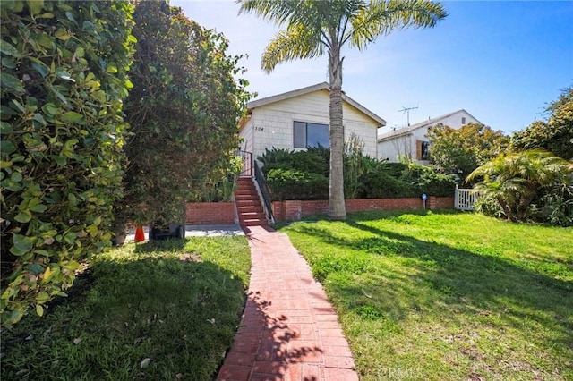 view of yard with stairway