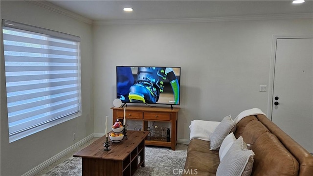 8166 Laguna Ct, Stanton, CA 90680 - living area with recessed lighting, baseboards, and ornamental molding