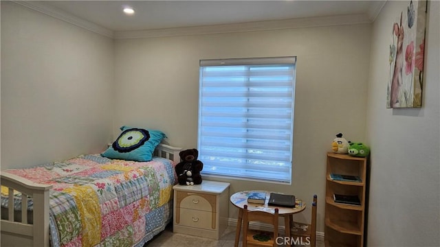 8166 Laguna Ct, Stanton, CA 90680 - bedroom featuring crown molding, baseboards, and recessed lighting
