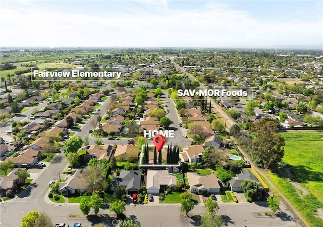 drone / aerial view with a residential view