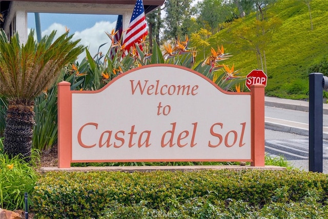 view of community sign