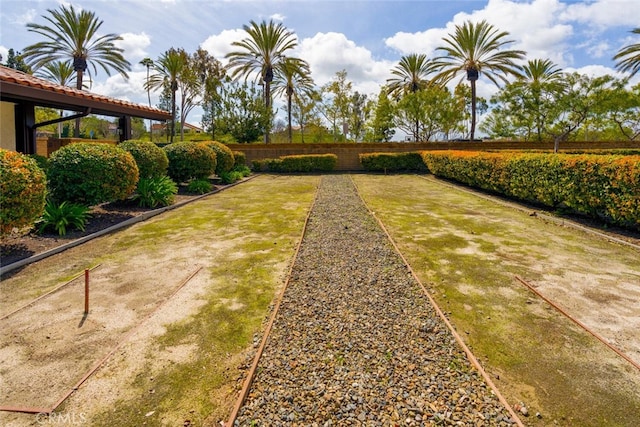 view of yard with a fenced backyard