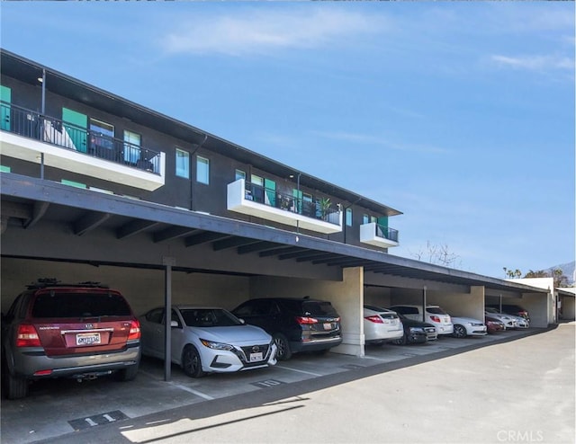 view of covered parking lot