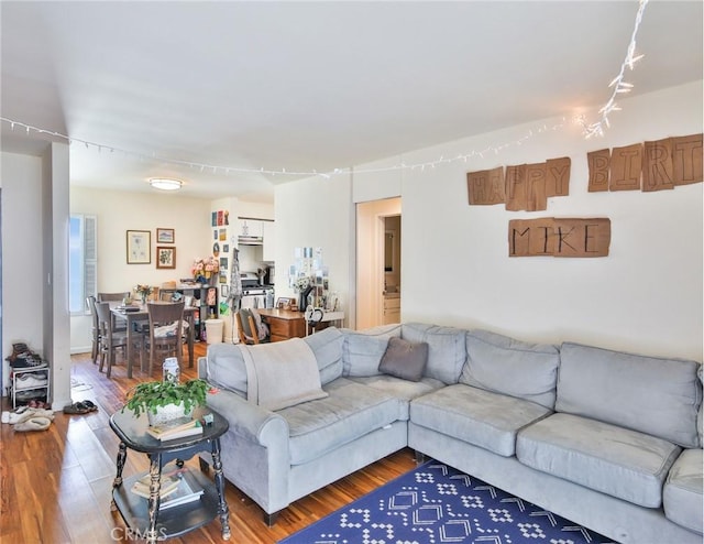 living area with wood finished floors