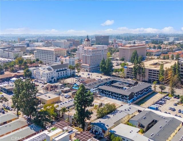 drone / aerial view with a city view
