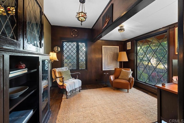living area featuring wood finished floors