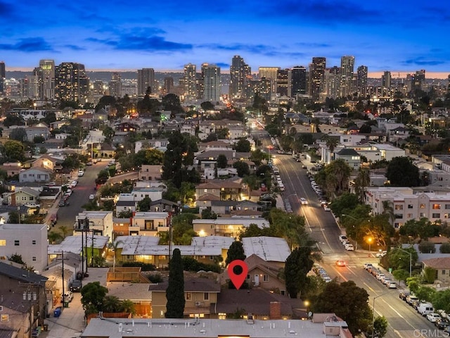 drone / aerial view with a view of city