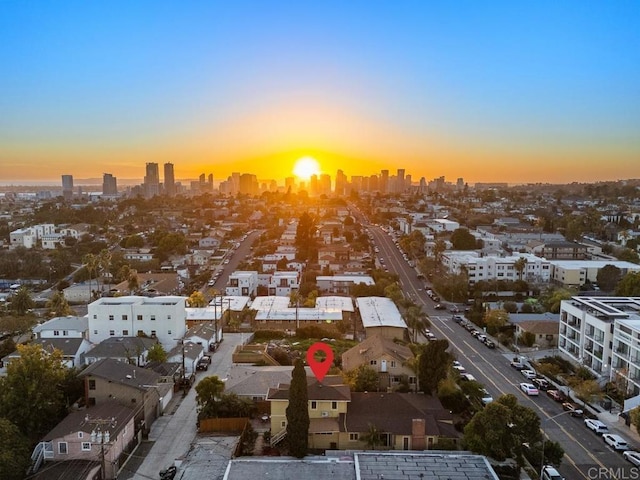 drone / aerial view featuring a city view