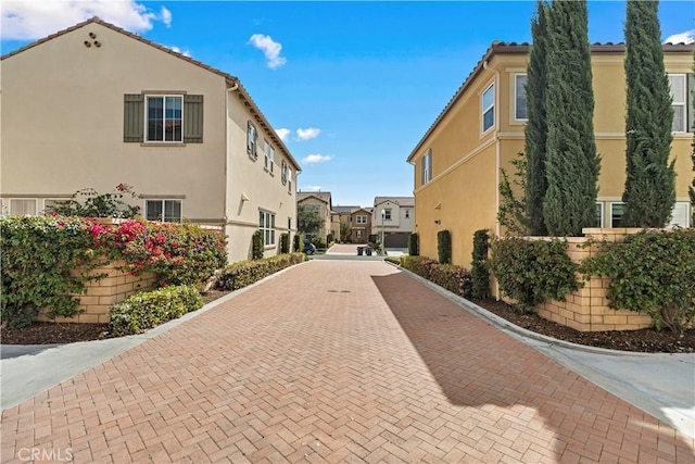 view of road with a residential view