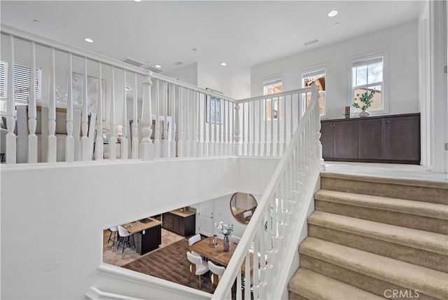 stairway with recessed lighting