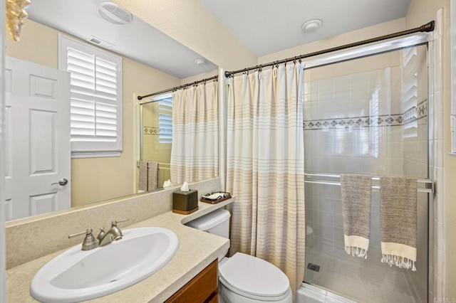 2185 Twain Ave, Carlsbad, CA 92008 - bathroom with toilet, a stall shower, and vanity