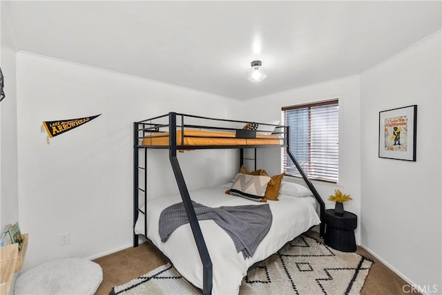 28886 Cedar Dr, Lake Arrowhead, CA 92352 - carpeted bedroom featuring baseboards and crown molding