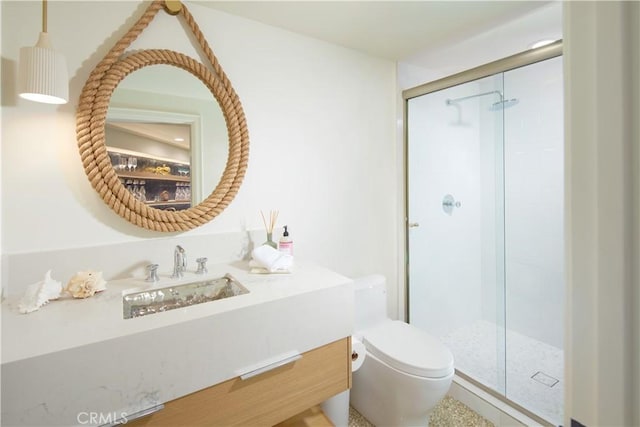 13 Lagunita Dr, Laguna Beach, CA 92651 - full bathroom with a shower stall, toilet, and vanity
