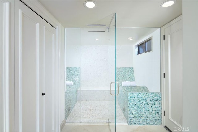13 Lagunita Dr, Laguna Beach, CA 92651 - bathroom with recessed lighting and a stall shower