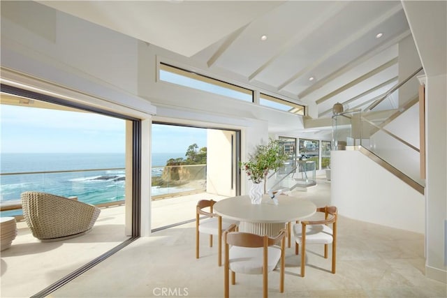 13 Lagunita Dr, Laguna Beach, CA 92651 - sunroom featuring a healthy amount of sunlight, lofted ceiling, and a water view