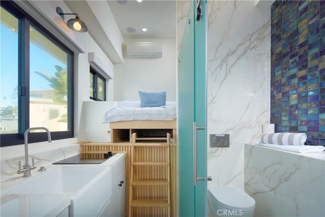 13 Lagunita Dr, Laguna Beach, CA 92651 - bathroom featuring a sink, toilet, and a wall mounted air conditioner