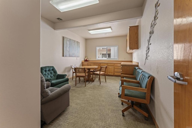 office space featuring light colored carpet