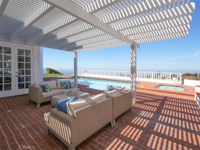 49 Country Ln, Rolling Hills Estates, CA 90274 - view of patio with a community hot tub, a sink, french doors, and a community pool