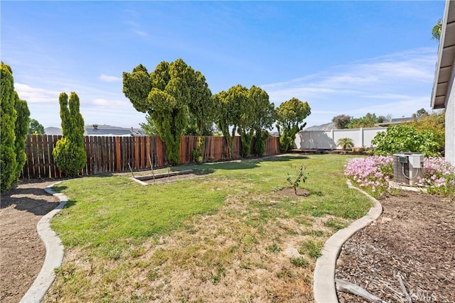 view of yard featuring a fenced backyard
