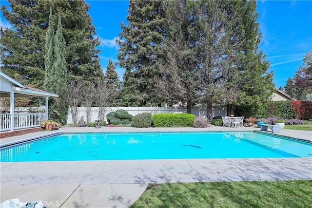 view of pool featuring a fenced in pool, a patio, and a fenced backyard