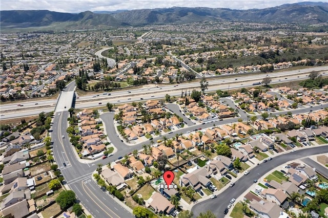 aerial view with a residential view and a mountain view