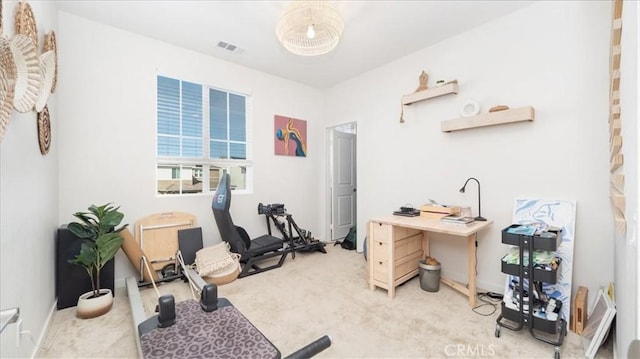 view of carpeted office space