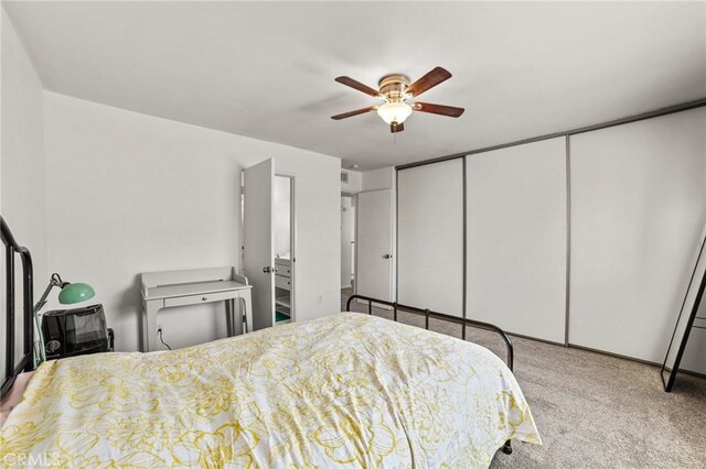 9341 E Shadowood Dr Unit E, Montclair, CA 91763 - bedroom featuring carpet flooring, a ceiling fan, and a closet